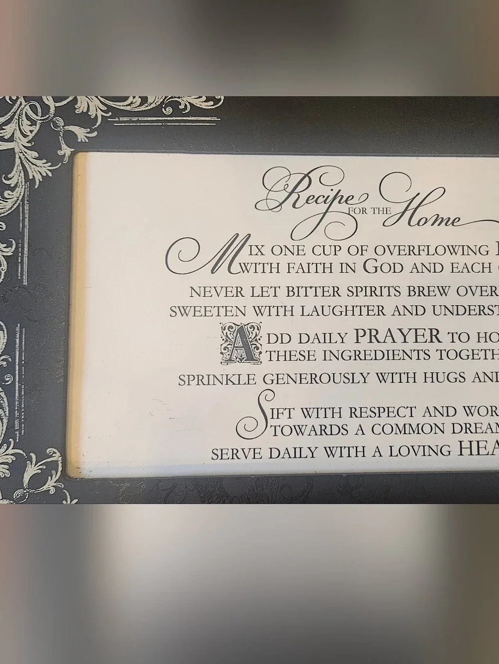 Classic Black Decorative Picture Recipe For LOVE WEDDING GIFT